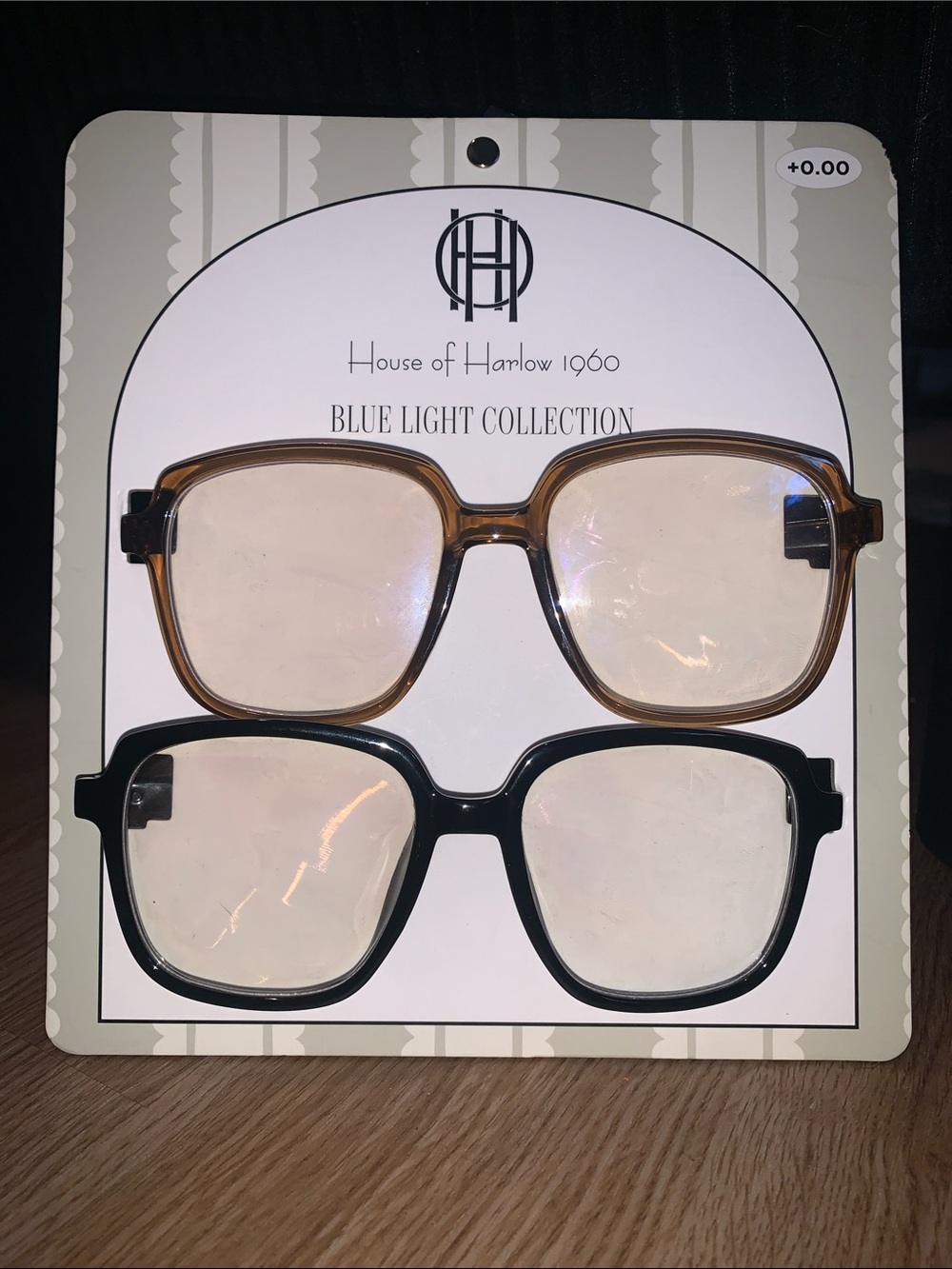 House of Harlow 1960 Blue Light Glasses - Black & Brown Frames